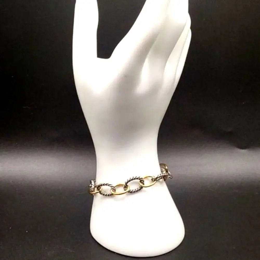 Gold Silver Tone Rope Chain Link Bracelet Valentine's Anniversary Birthday Gift